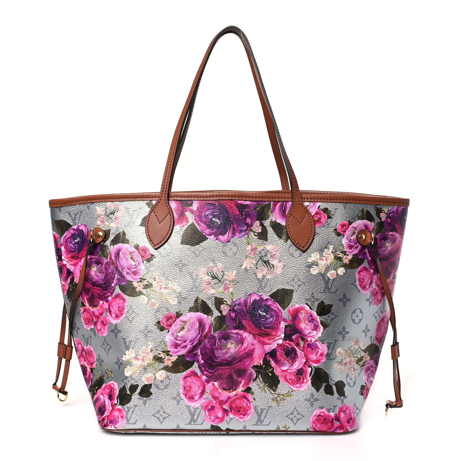 Louis Vuitton Metallic Monogram LV Garden Neverfull MM Silver 1 of 8