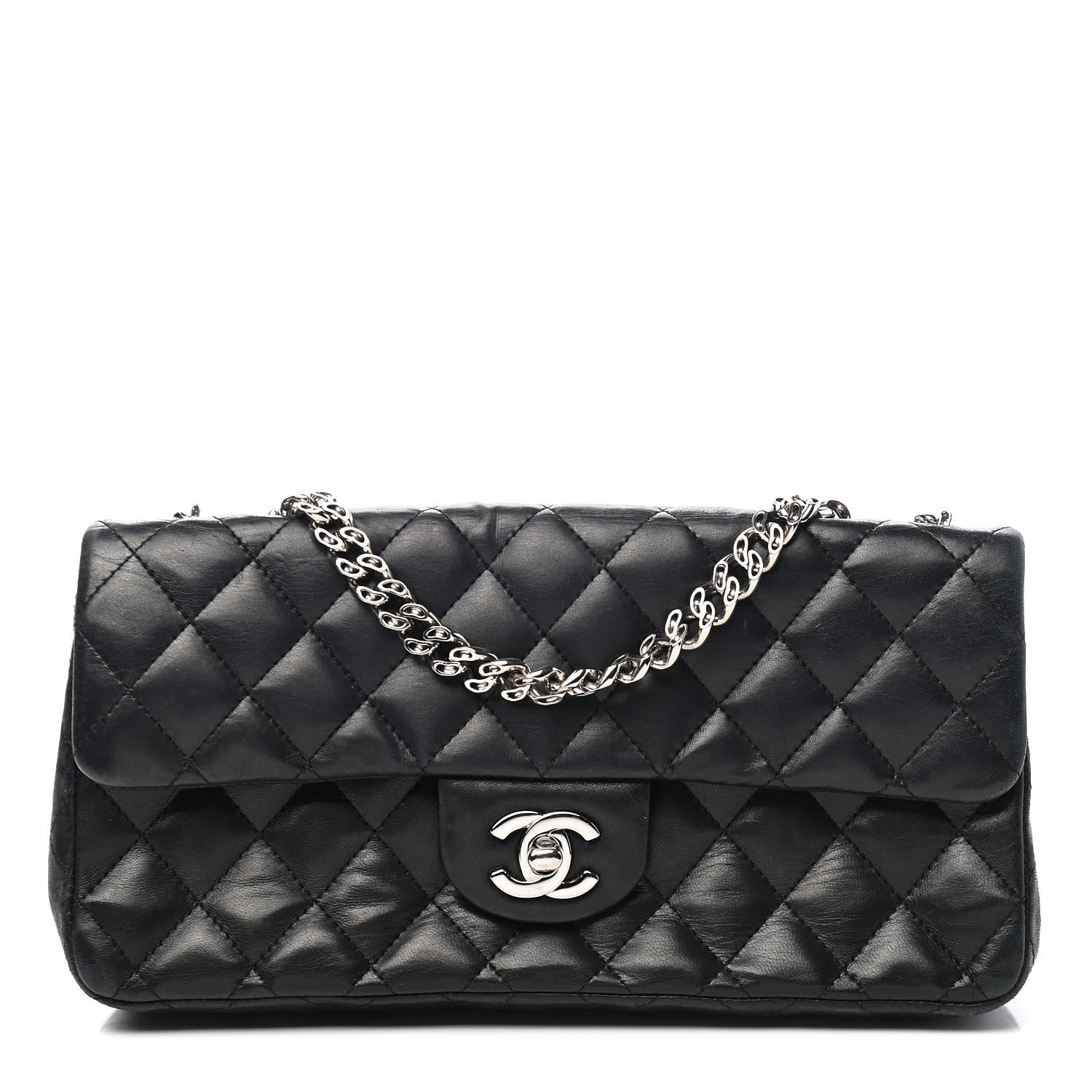 Chanel Lambskin Quilted East West Flap Black 1 of 12