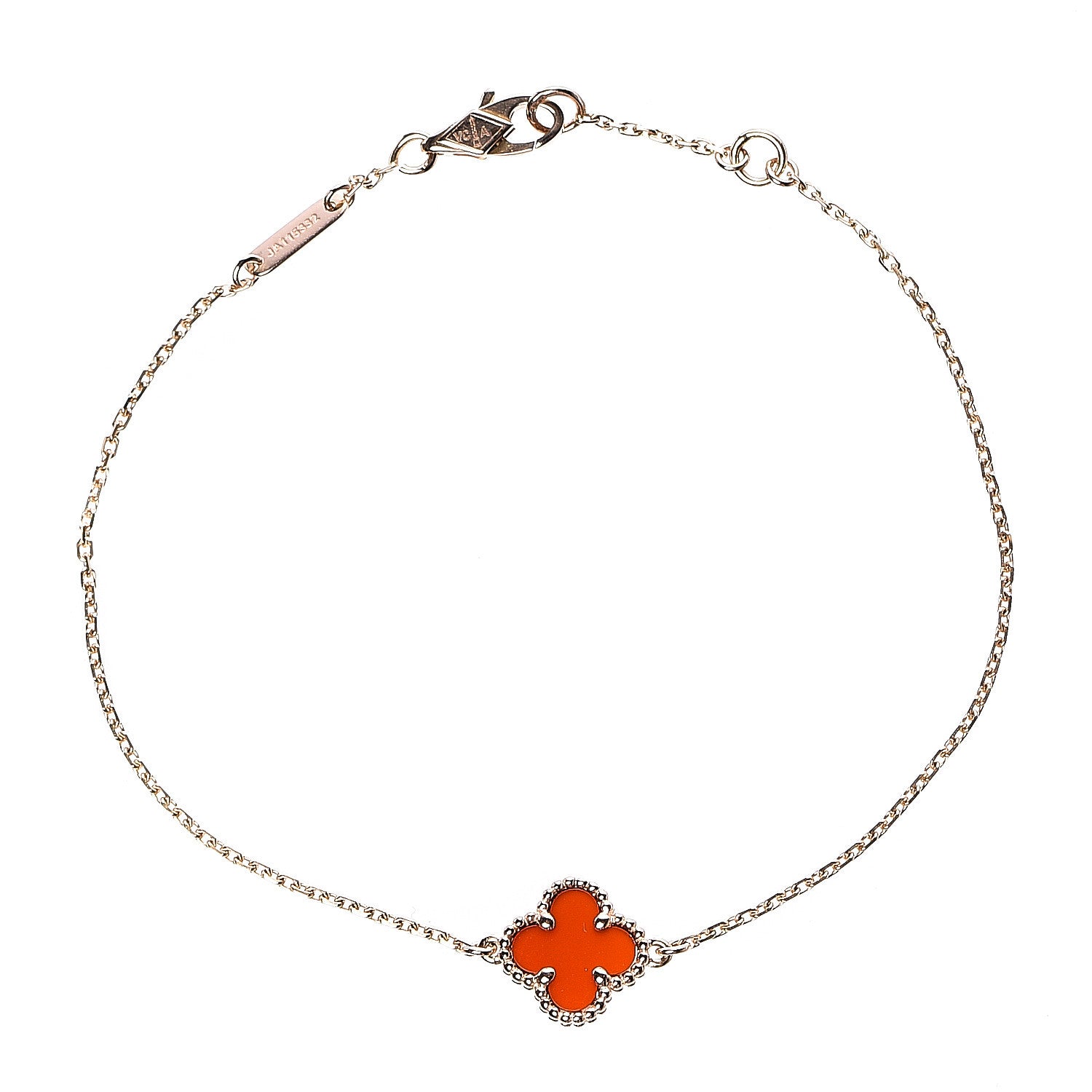 Van Cleef & Arpels 18K Rose Gold Carnelian Sweet Alhambra Bracelet 1 of 3