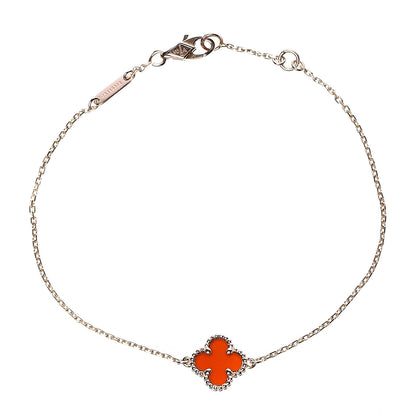 Van Cleef & Arpels 18K Rose Gold Carnelian Sweet Alhambra Bracelet 1 of 3