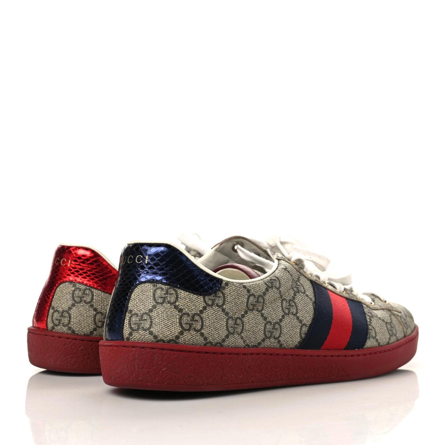 GG Supreme Monogram Ayers Web Mens New Ace Sneakers 9.5 Beige Red