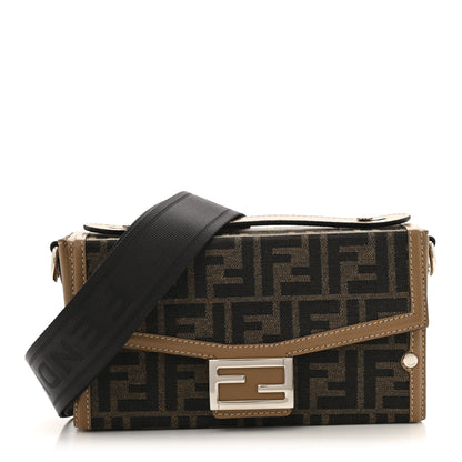 Fendi Recycled Fabric Jacquard Vitello King FF 1974 Baguette Soft Trunk Phone Pouch Tobacco Moro Sand 1 of 13