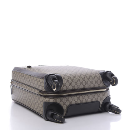 Gucci GG Supreme Monogram Selleria Calfskin Four Wheel Carry On Suitcase Beige Ebony Cocoa 3 of 11