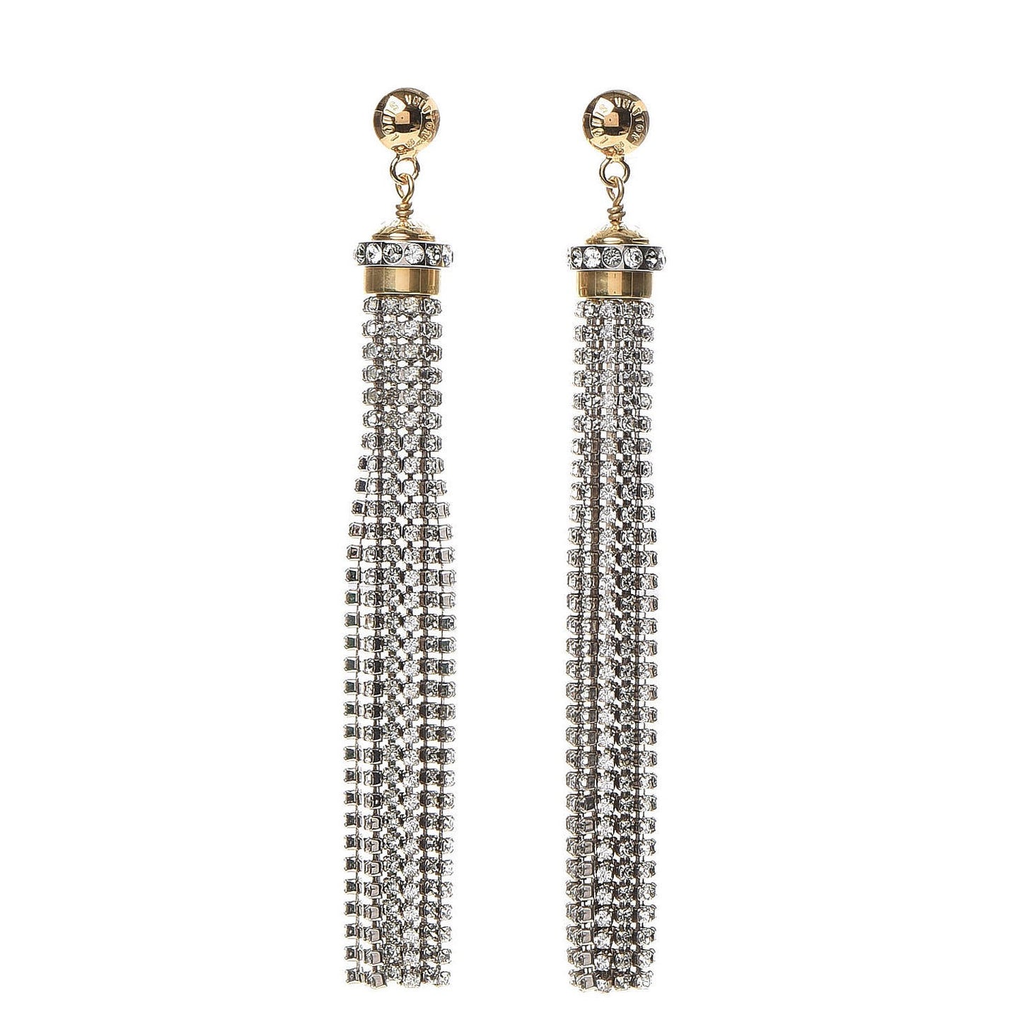 Crystal Strand Earrings Gold