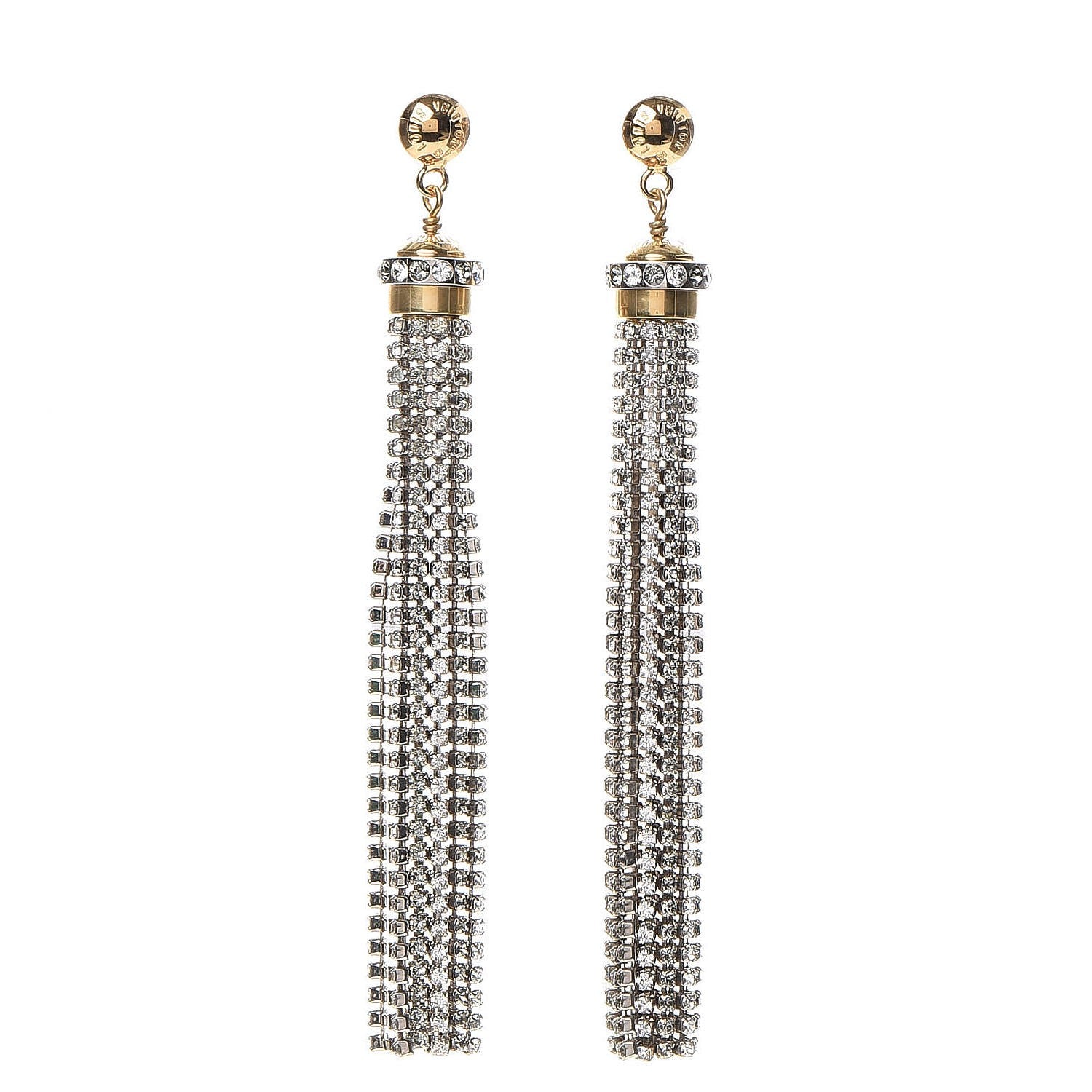Louis Vuitton Crystal Strand Earrings Gold 1 of 8
