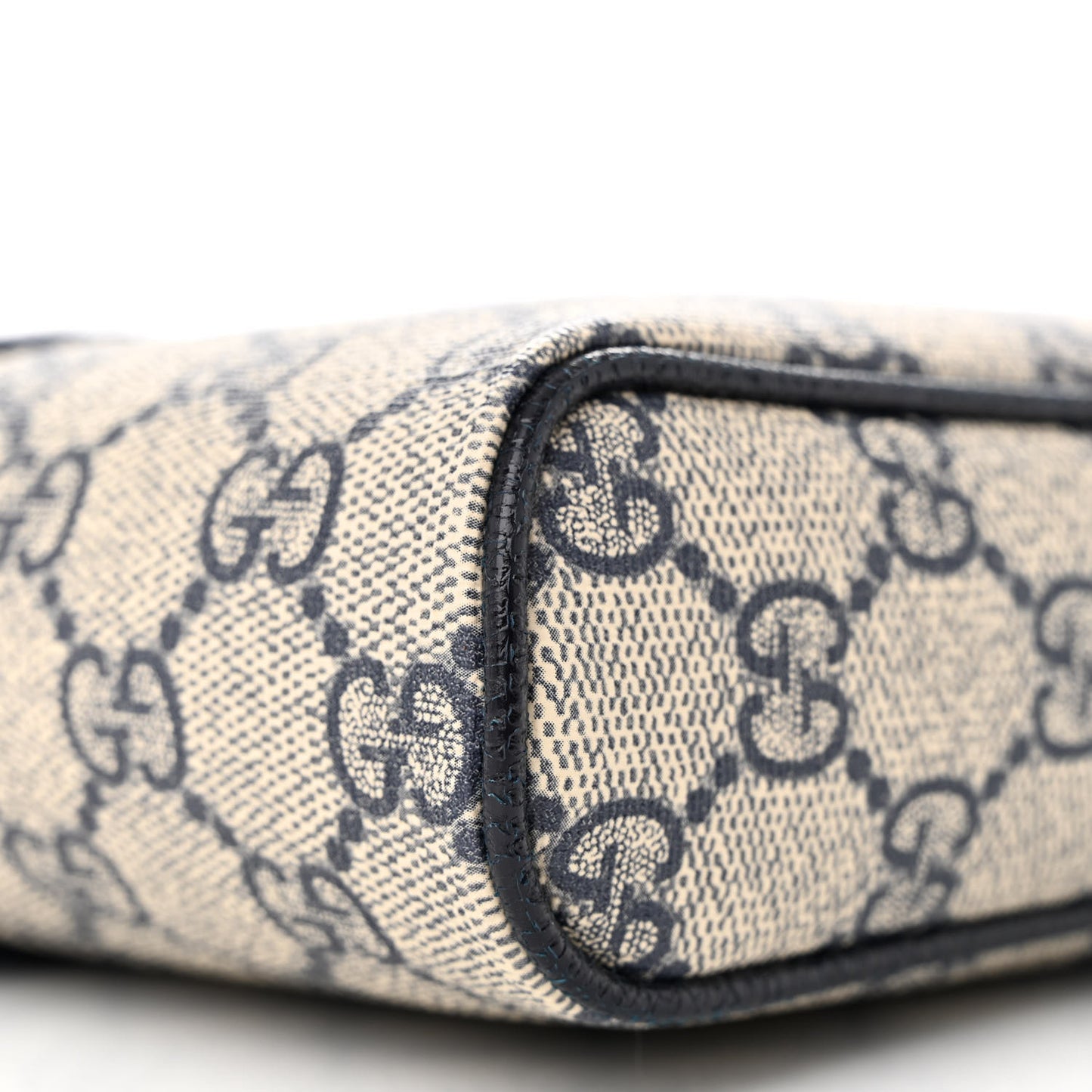 GG Supreme Monogram Textured Dollar Calfskin Web Small Ophidia Messenger Bag Beige Blue