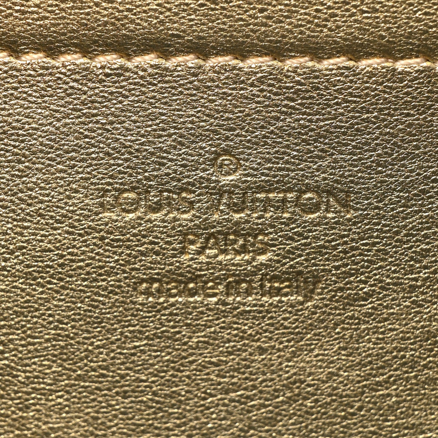 Metallic Lambskin Embossed Monogram Pochette Coussin Gold