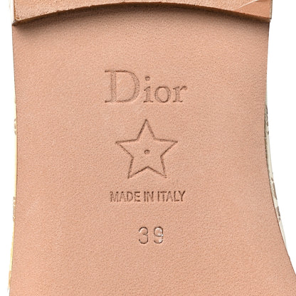 Christian Dior Canvas Lurex Jardin d'Hiver Embroidered Dway Flat Slide Sandals 39 White Palladium 6 of 8