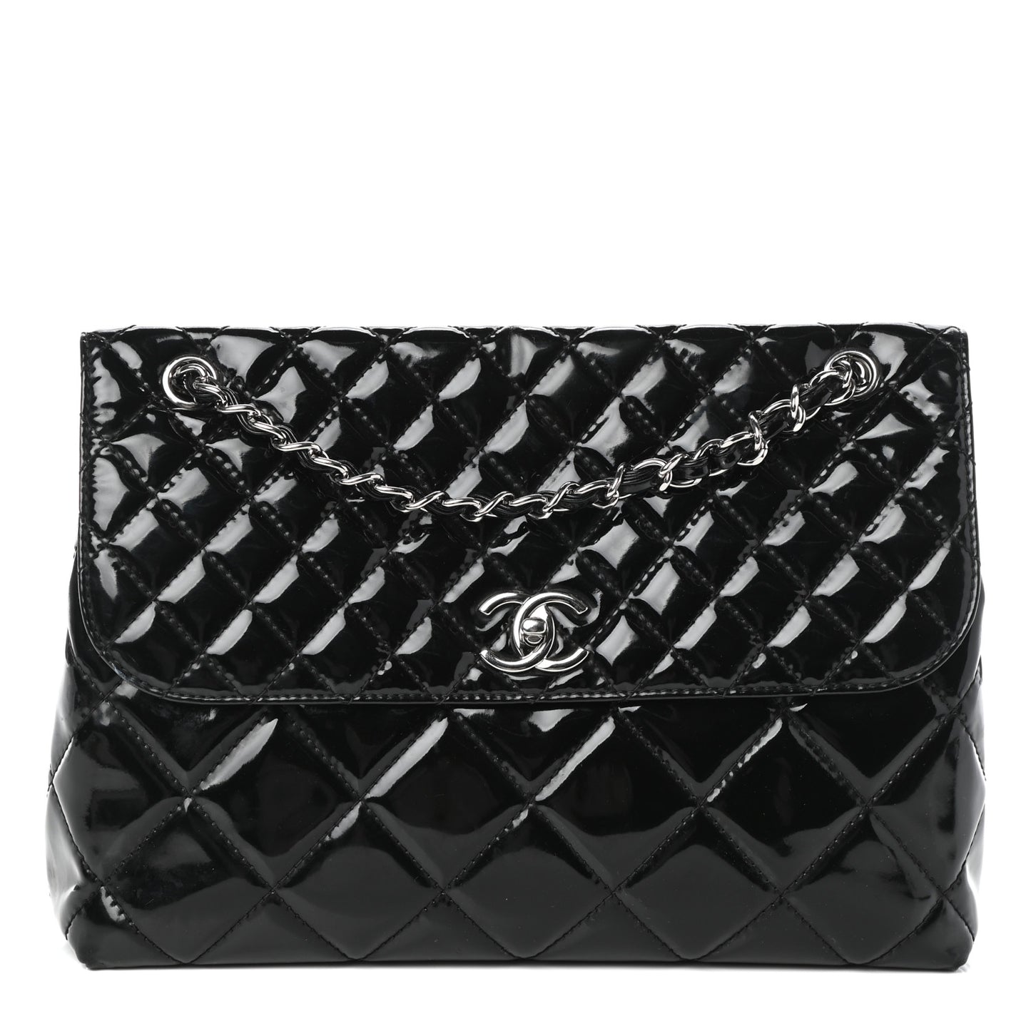 Vinyl Quilted In The Business Flap Bag Black