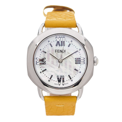 Fendi Stainless Steel Calfskin Mother of Pearl 36mm Selleria Quartz Watch Yellow 1 of 5