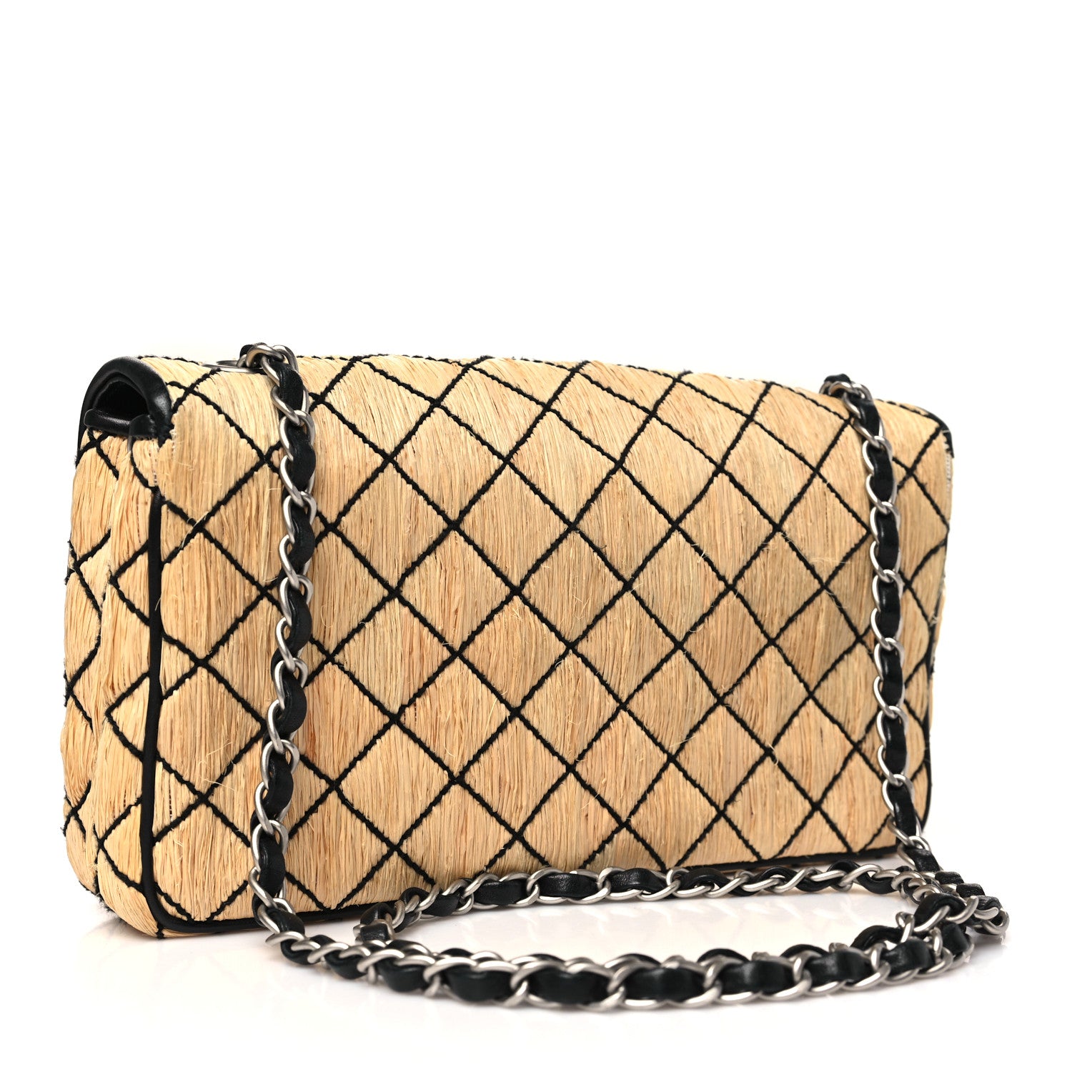 Chanel Straw Diamond Stitch Flap 3 of 12