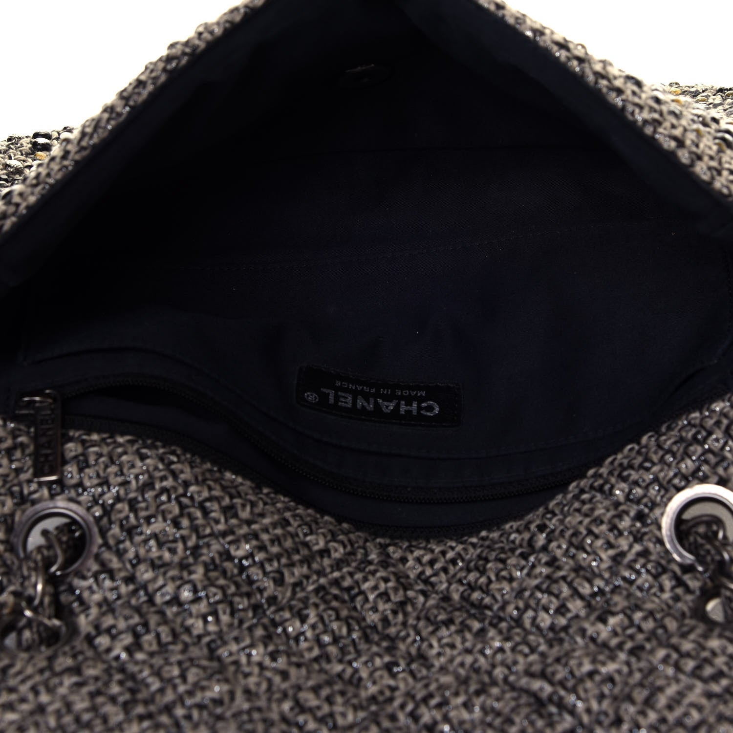 Chanel Crystal Tweed Quilted Medium Single Flap Black 4 of 11