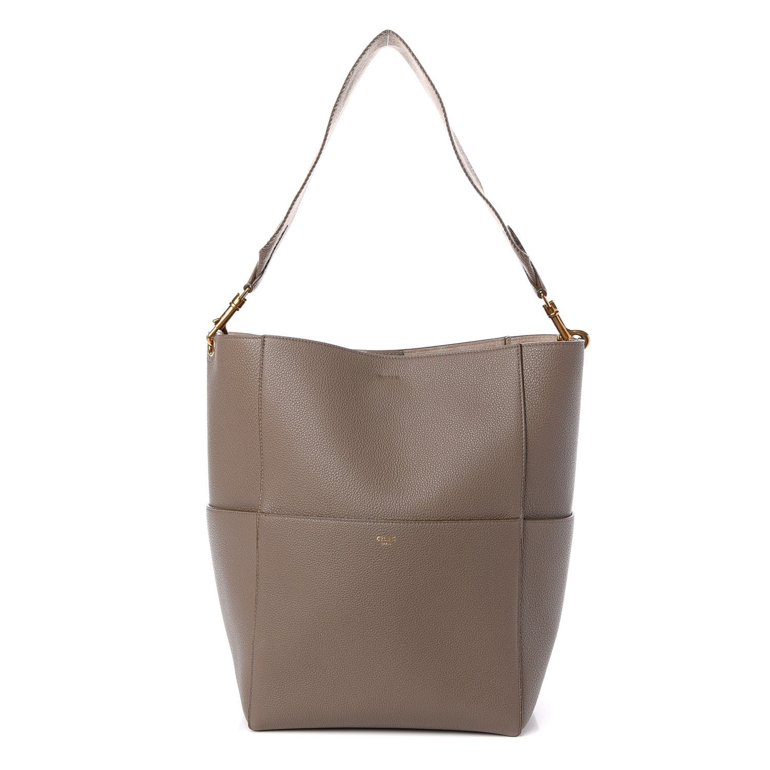 Celine Soft Grained Calfskin Sangle Bucket Bag Taupe 1 of 9