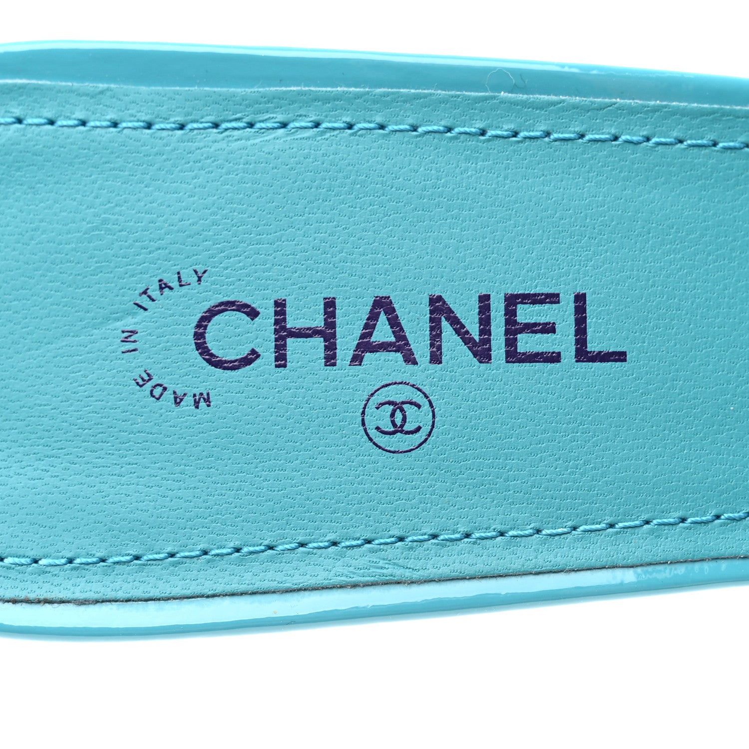 Chanel Patent Calfskin CC Mules 39.5 Turquoise 7 of 8