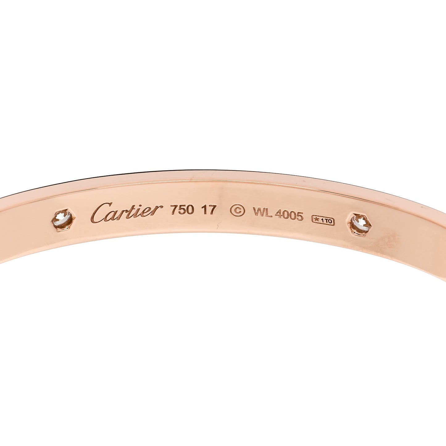 18K Pink Gold 4 Diamond LOVE Bracelet 17