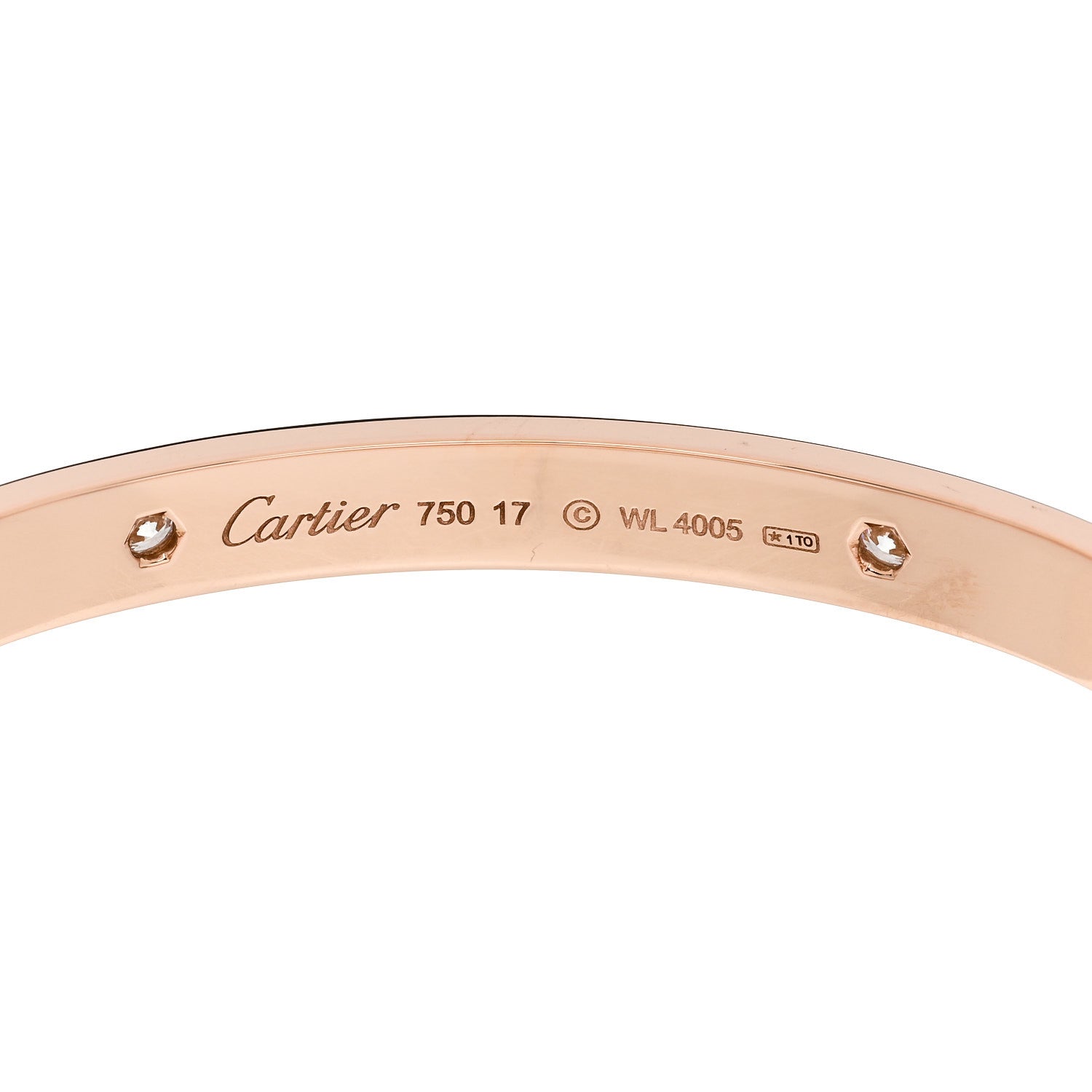 Cartier 18K Pink Gold 4 Diamond LOVE Bracelet 17 5 of 7