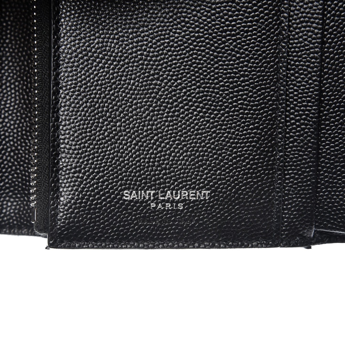 Grain De Poudre Matelasse Chevron Monogram Compact Tri Fold Wallet Black