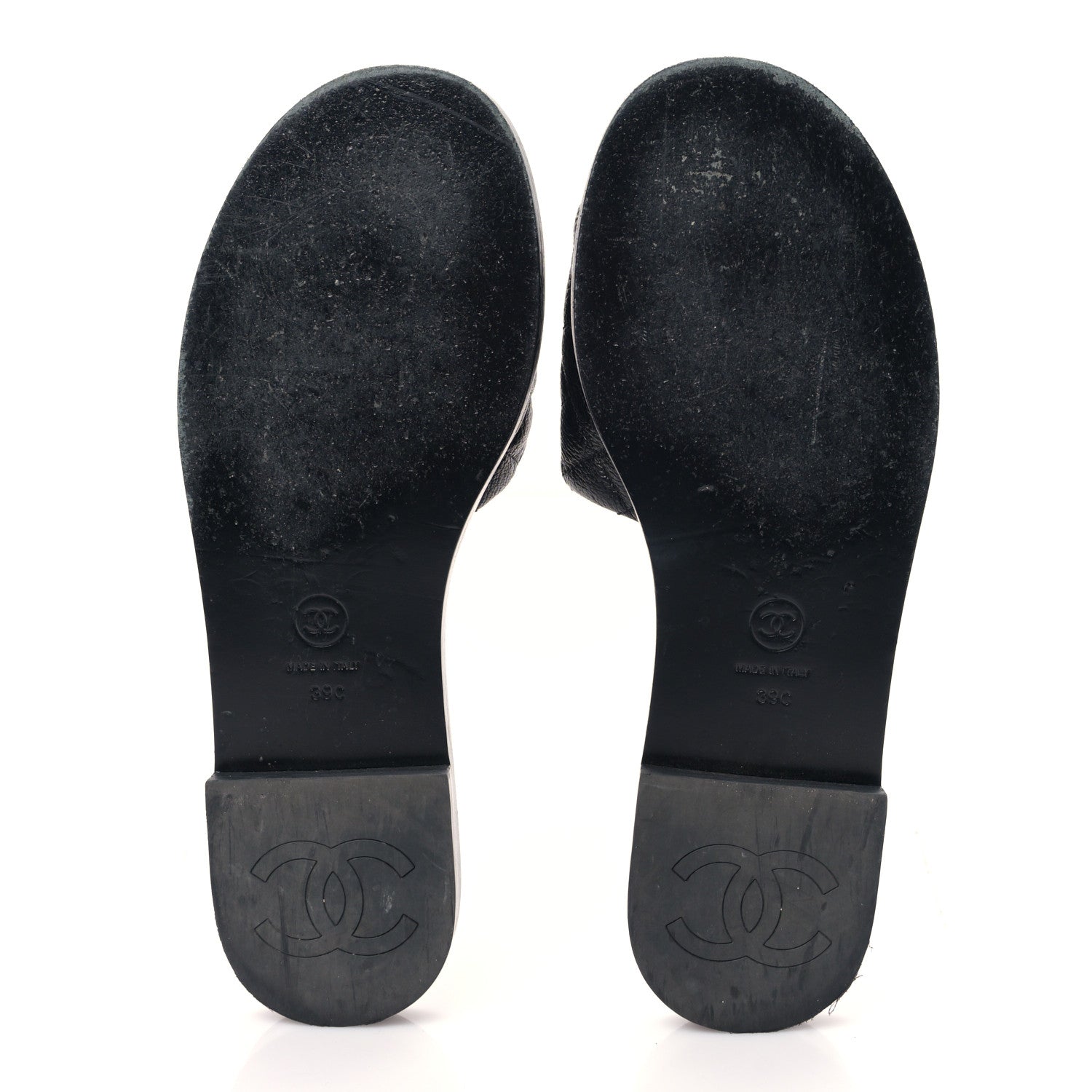 Chanel Shiny Goatskin Quilted CC Mules Sandals 39 Black 5 of 9