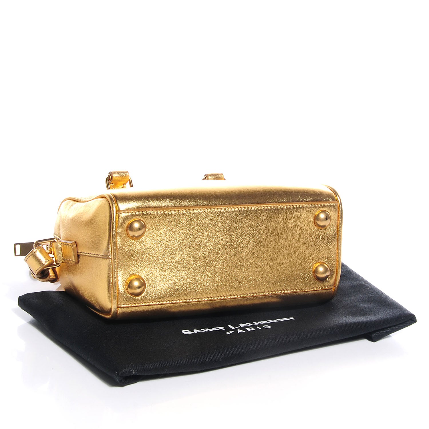 Saint Laurent Metallic Leather Classic Duffle Toy Gold 4 of 9