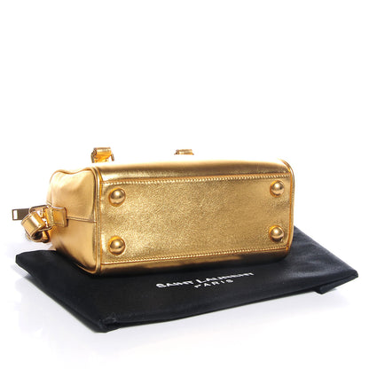Saint Laurent Metallic Leather Classic Duffle Toy Gold 4 of 9
