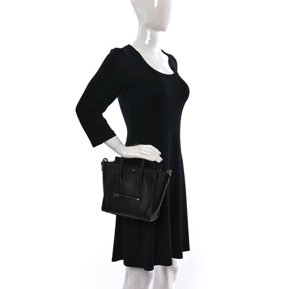 Celine Drummed Calfskin Nano Luggage Black 2 of 9