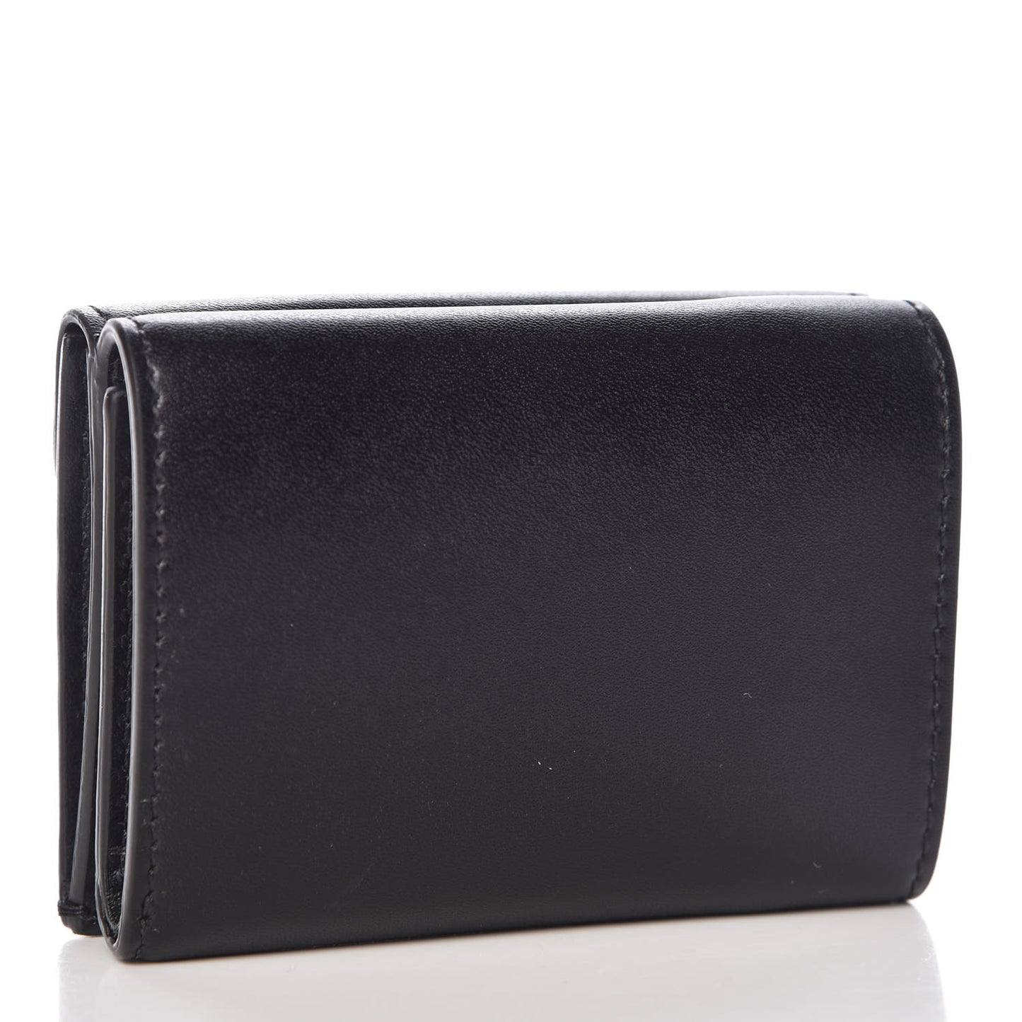 Vitello Liberty F is Fendi Bi-Color FF 1974 Embossed Micro Tri-Fold Envelope Wallet Maya Black