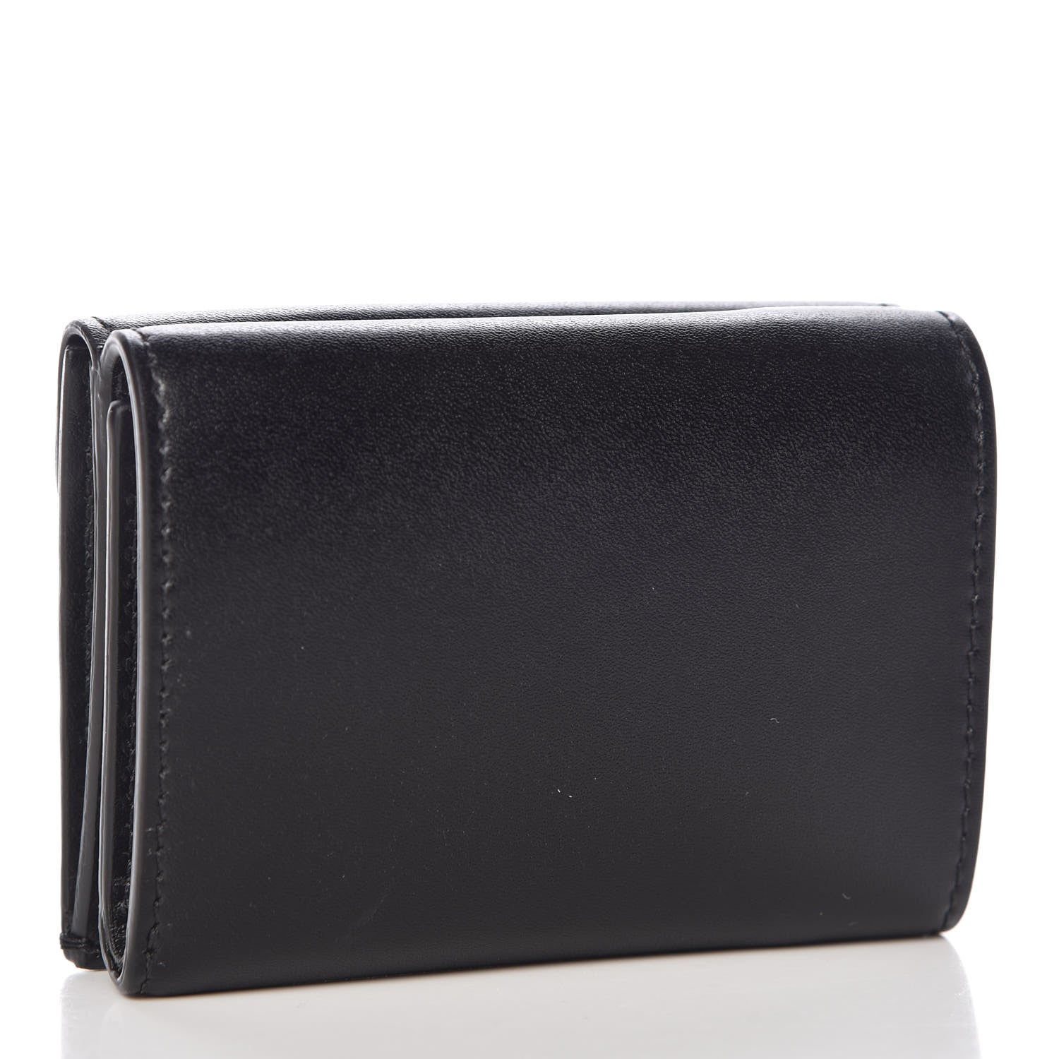 Fendi Vitello Liberty F is Fendi Bi-Color FF 1974 Embossed Micro Tri-Fold Envelope Wallet Maya Black 3 of 8
