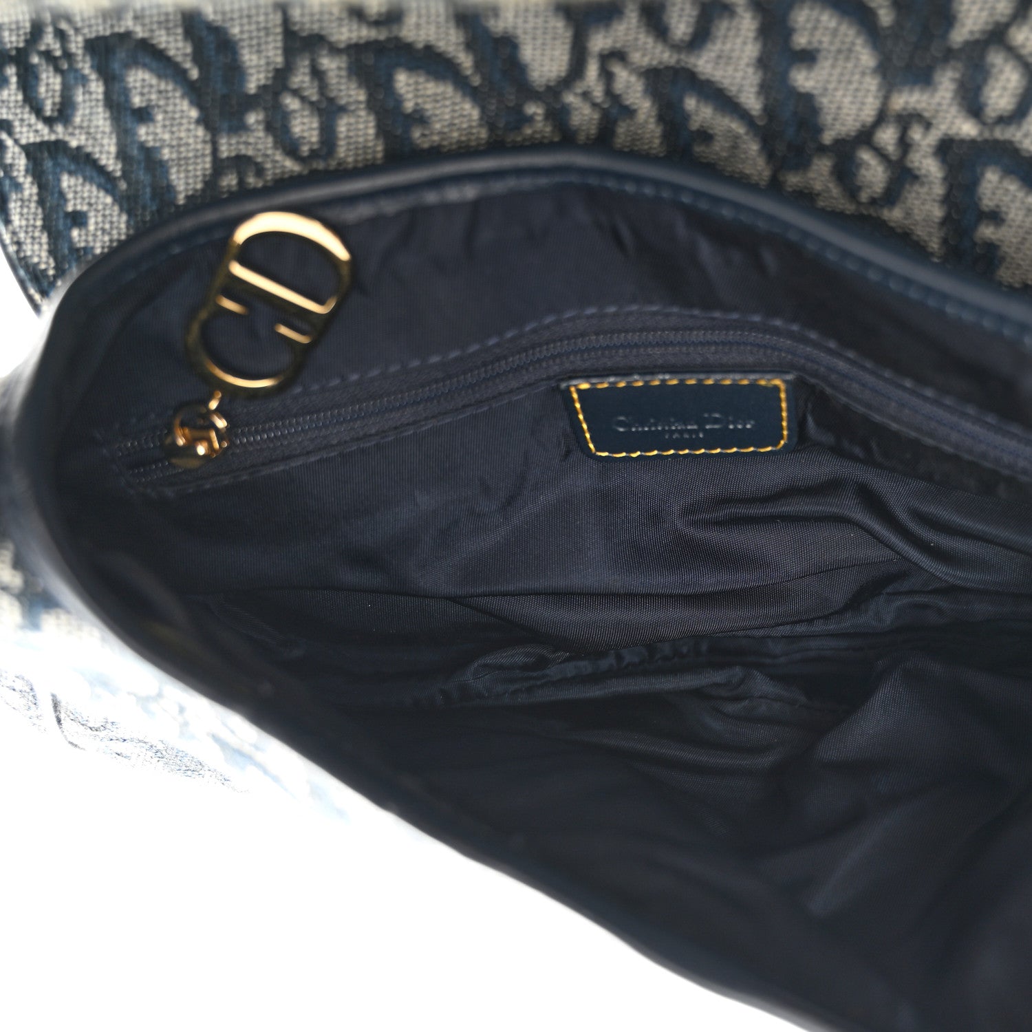 Christian Dior Monogram Double Saddle Bag Navy Blue 5 of 12