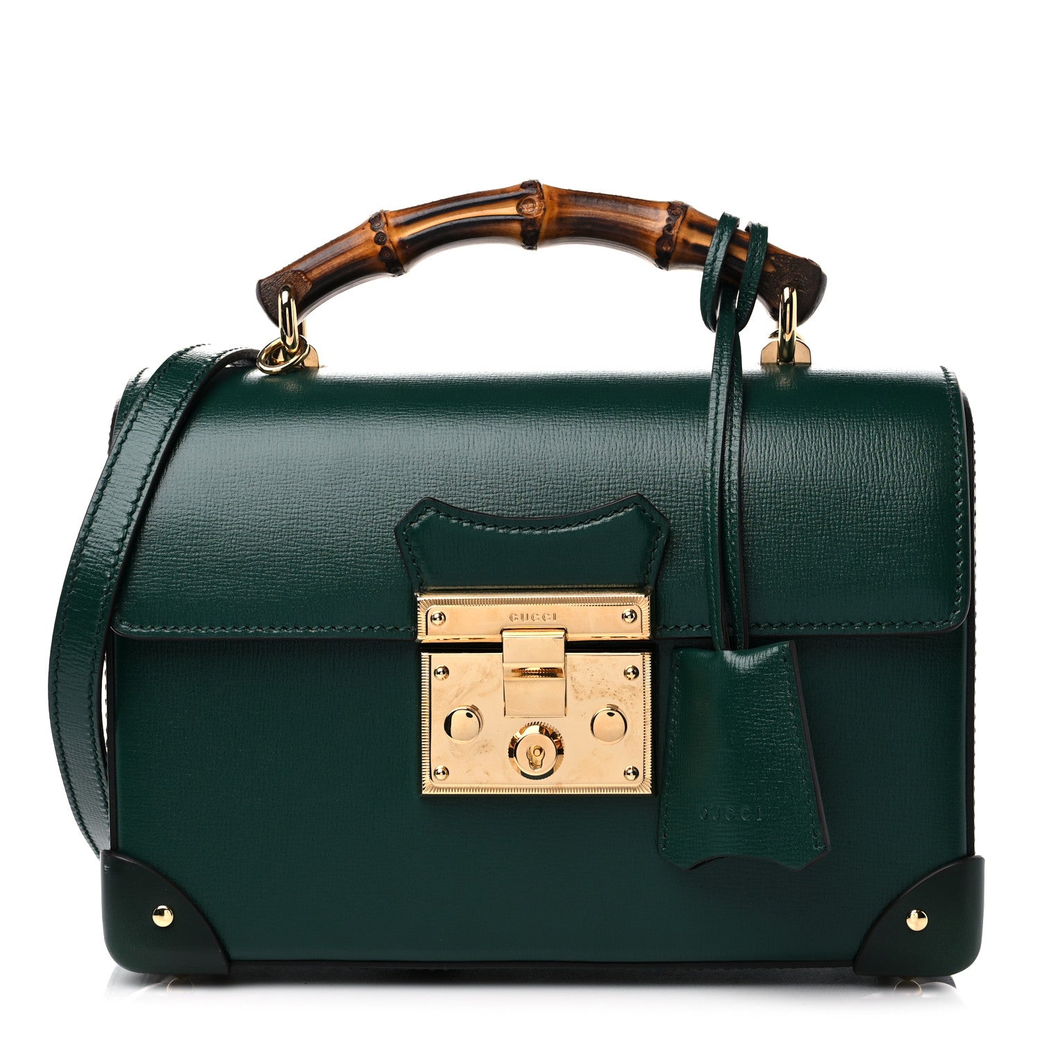 Gucci Azalea Calfskin Small Padlock Bamboo Shoulder Bag Vintage Green 1 of 12