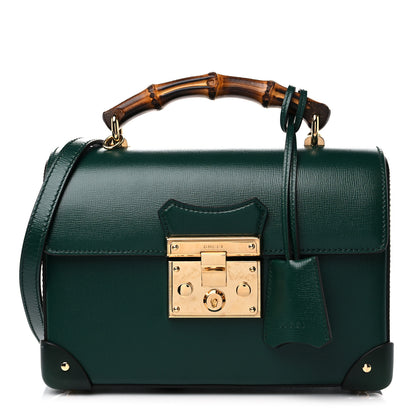 Gucci Azalea Calfskin Small Padlock Bamboo Shoulder Bag Vintage Green 1 of 12