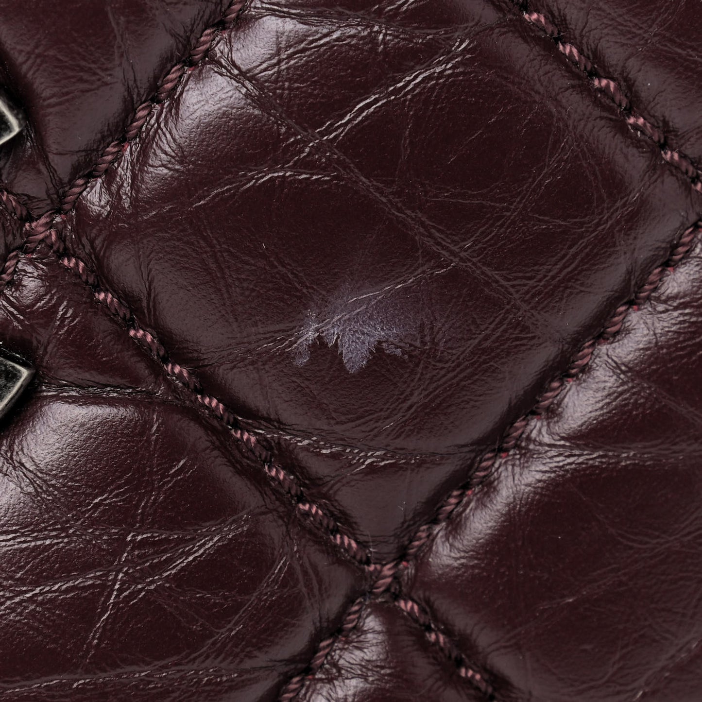 Aged Calfskin Quilted Tweed Portobello Tote Burgundy