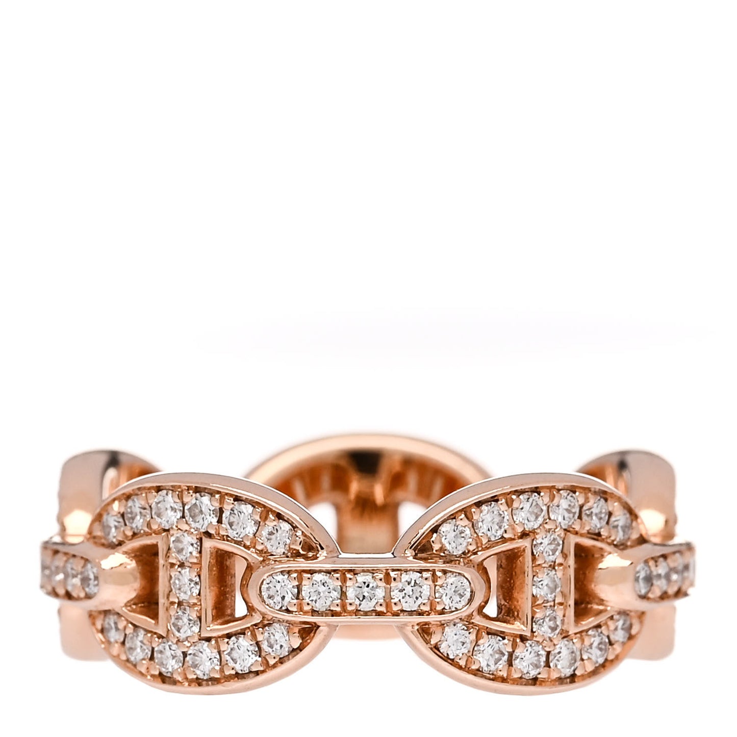 18K Rose Gold Diamond PM d'Ancre Enchainee Ring 52 6