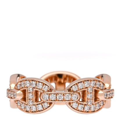 Hermes 18K Rose Gold Diamond PM d'Ancre Enchainee Ring 52 6 3 of 8