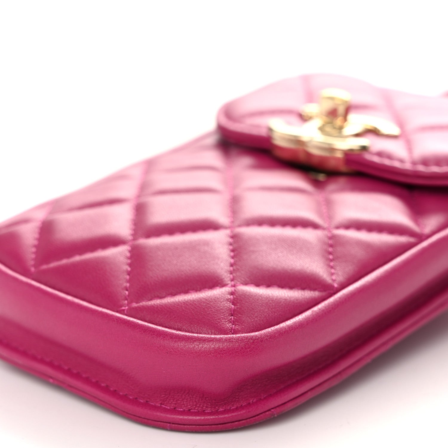Chanel Lambskin Quilted Phone Chain Clutch Waist Bag Pink 11 of 11