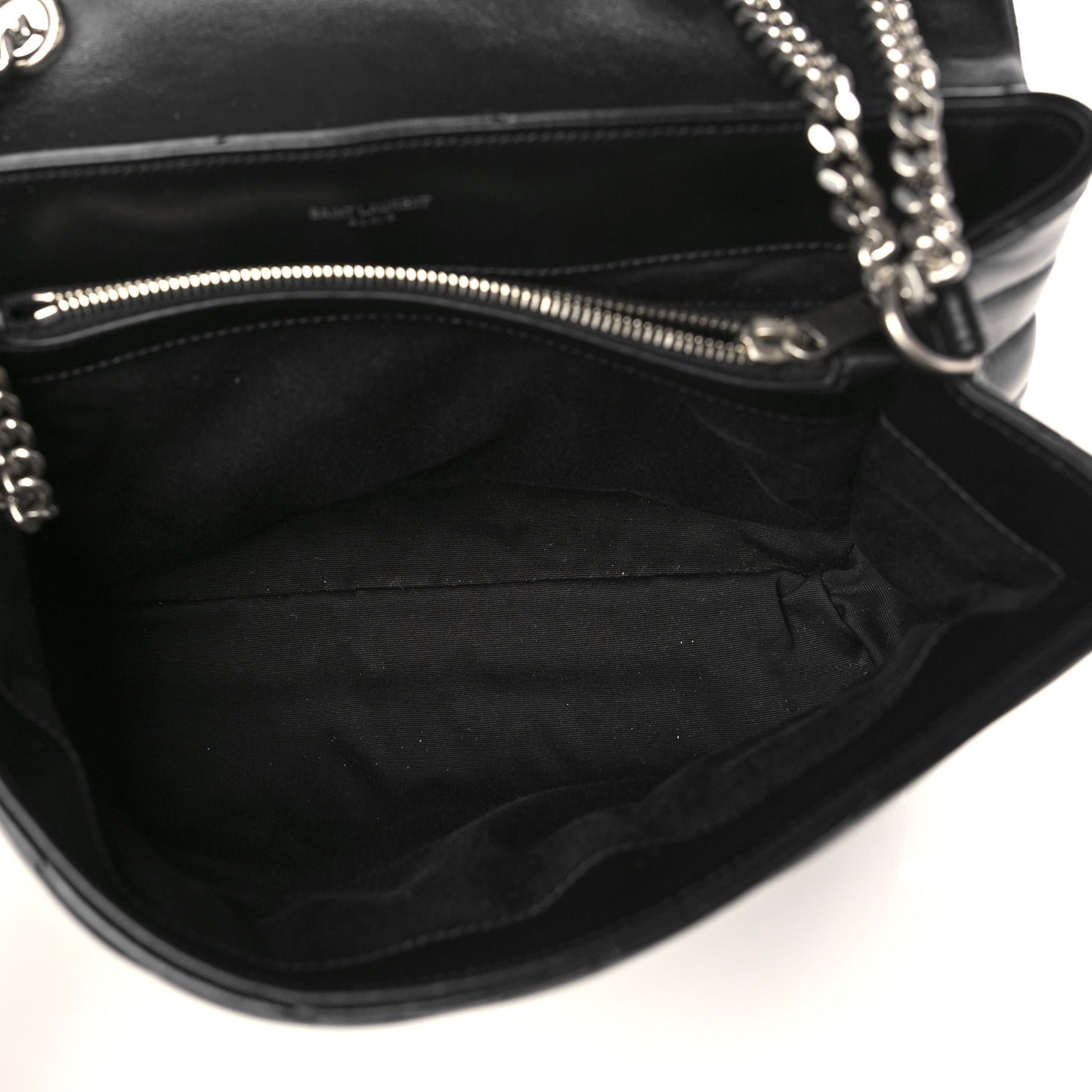 Calfskin Y Quilted Monogram Medium Loulou Chain Satchel Black