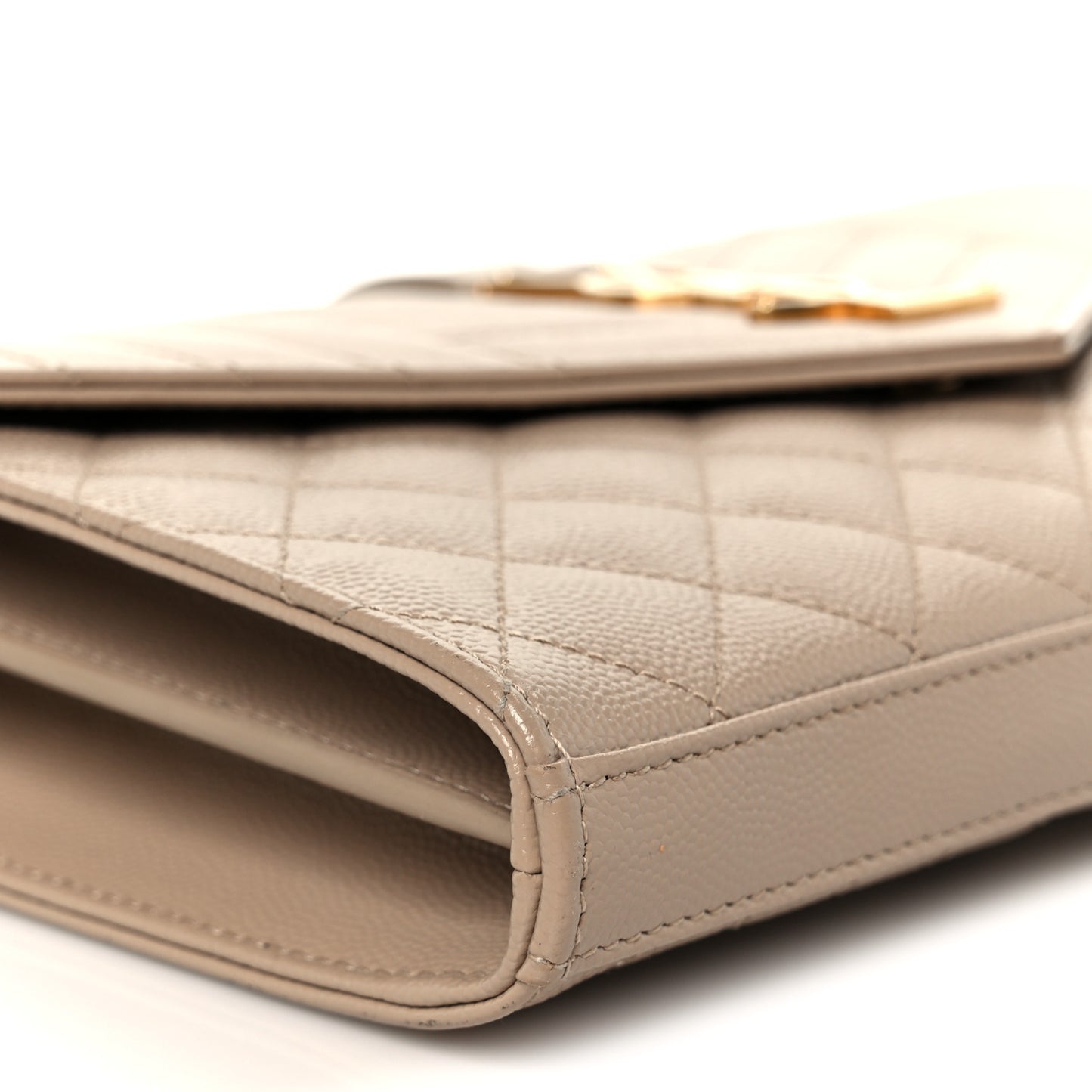 Grain De Poudre Mixed Matelasse Triquilt Monogram Chain Wallet Dark Beige