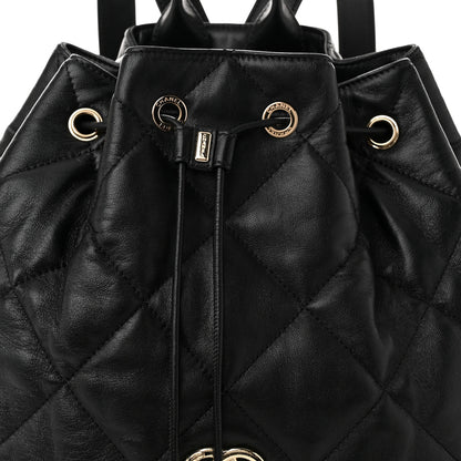 Chanel Lambskin Quilted Drawstring Backpack Black 8 of 11
