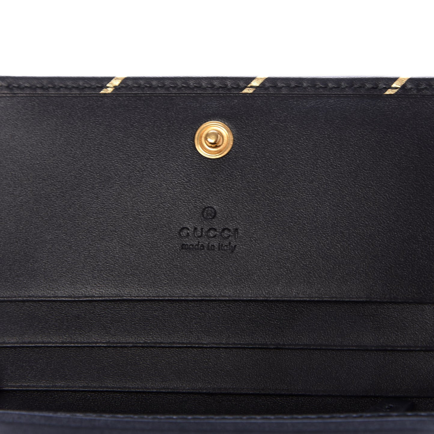 Calfskin Diagonal GG Card Case Black Gold