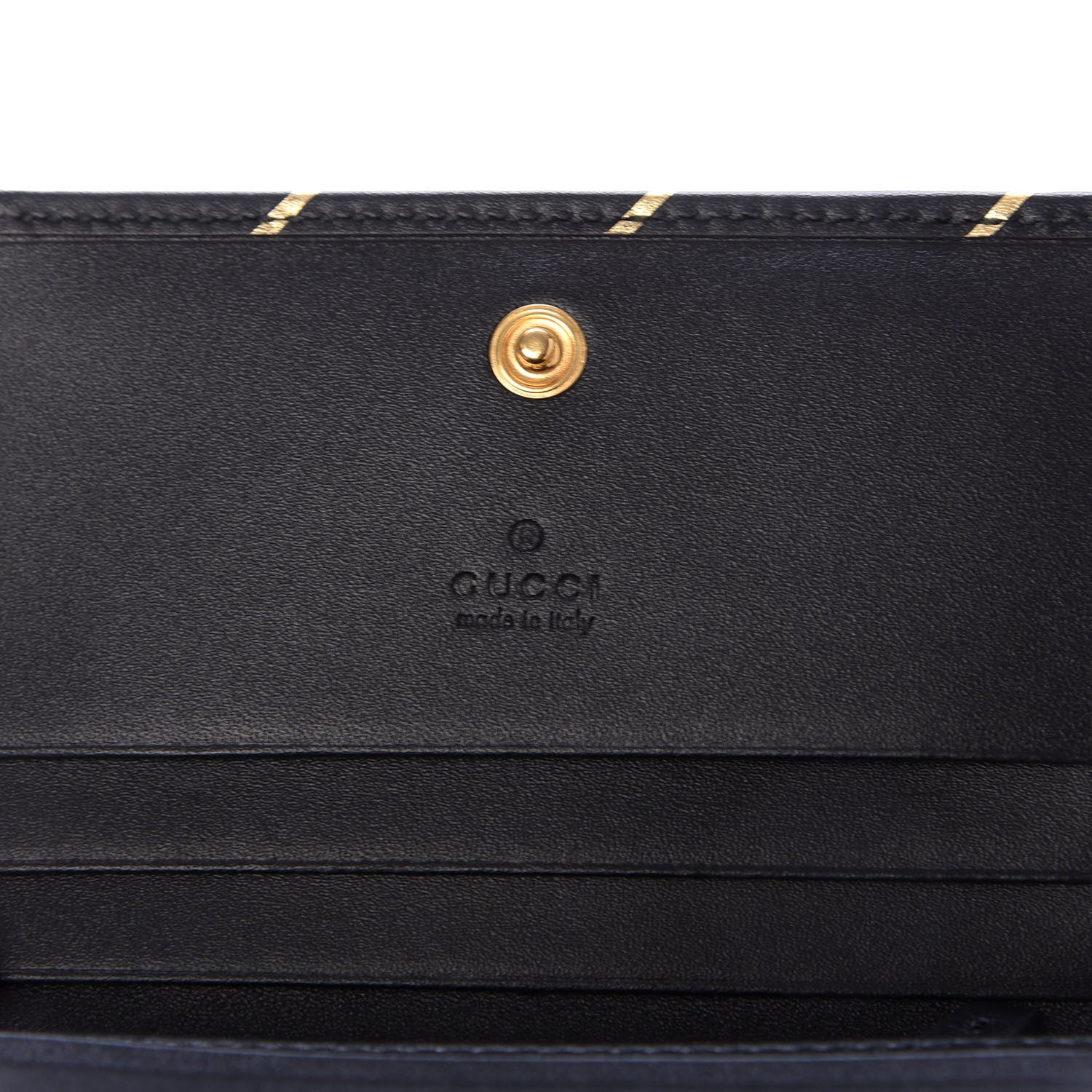 Gucci Calfskin Diagonal GG Card Case Black Gold 6 of 7
