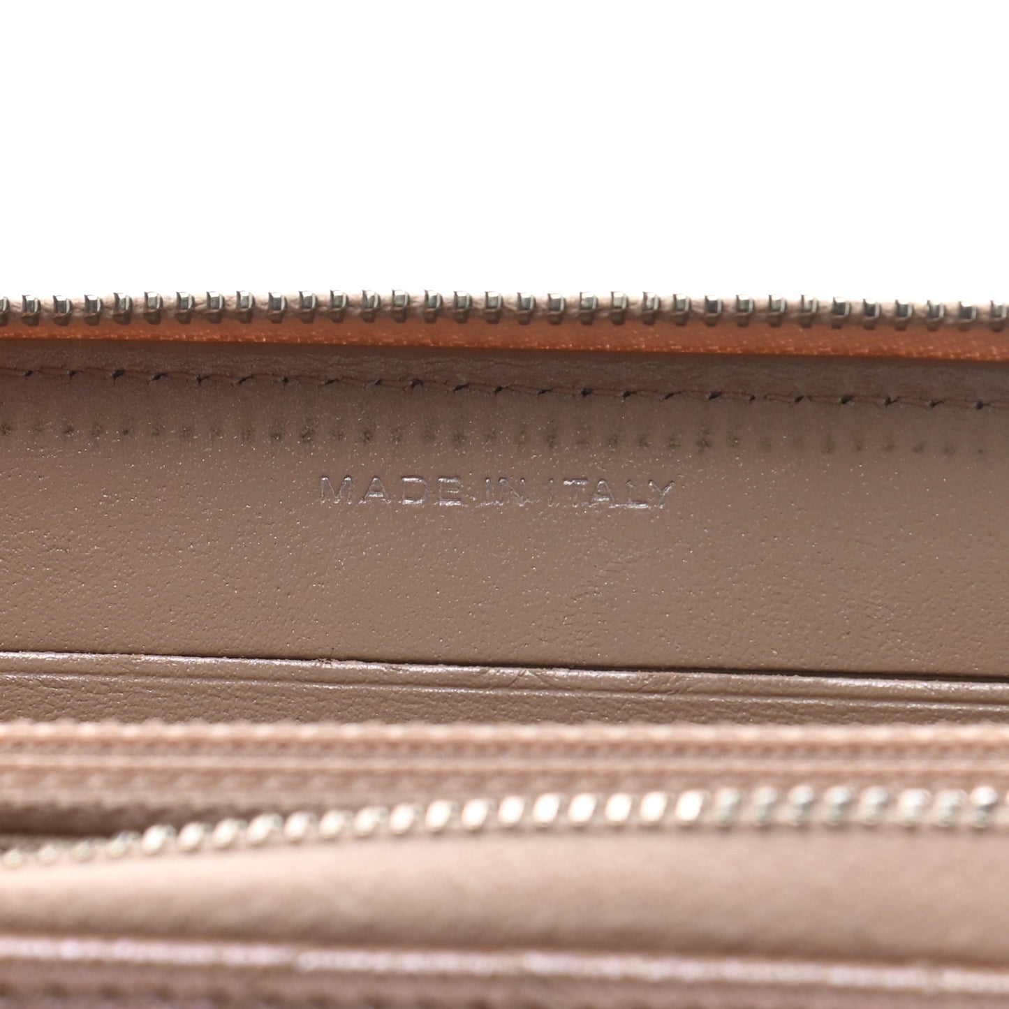 Iridescent Caviar Chevron Quilted Medium Zip Around Wallet Light Gold