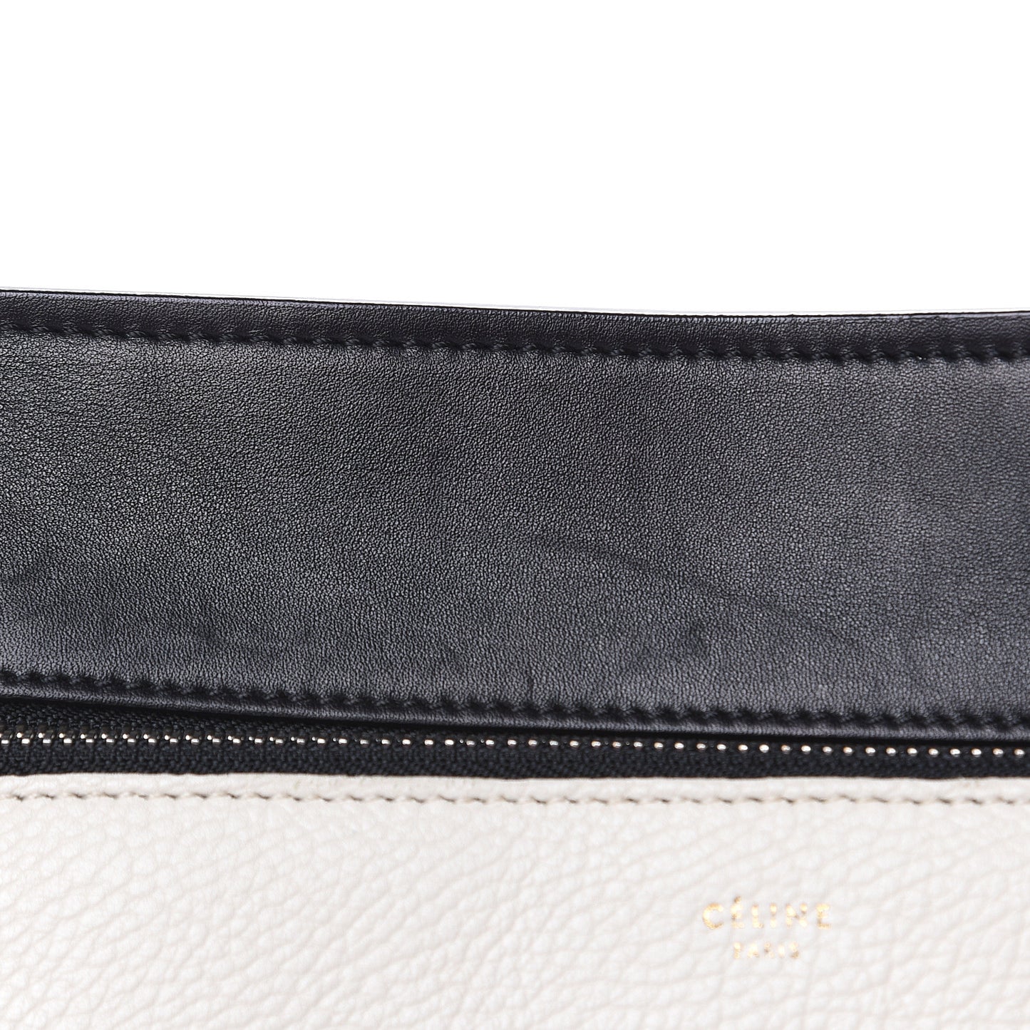 Textured Calfskin Small Bi-Color Edge Shoulder Bag Black Cream