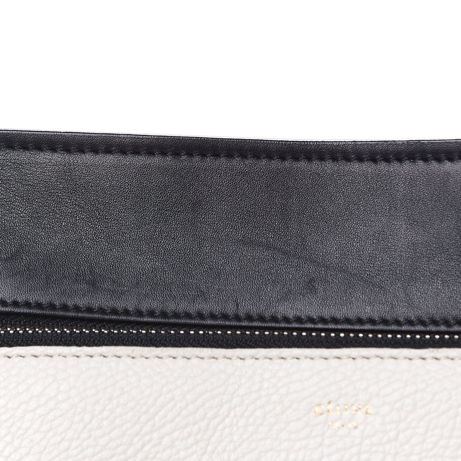 Celine Textured Calfskin Small Bi-Color Edge Shoulder Bag Black Cream 7 of 12