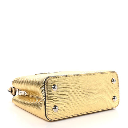 Louis Vuitton Metallic Lizard Capucines Mini Silver Gold 4 of 9
