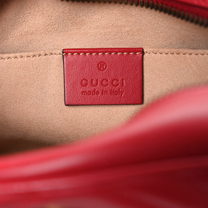 Gucci Calfskin Matelasse Small GG Marmont Chain Shoulder Bag Hibiscus Red 5 of 9