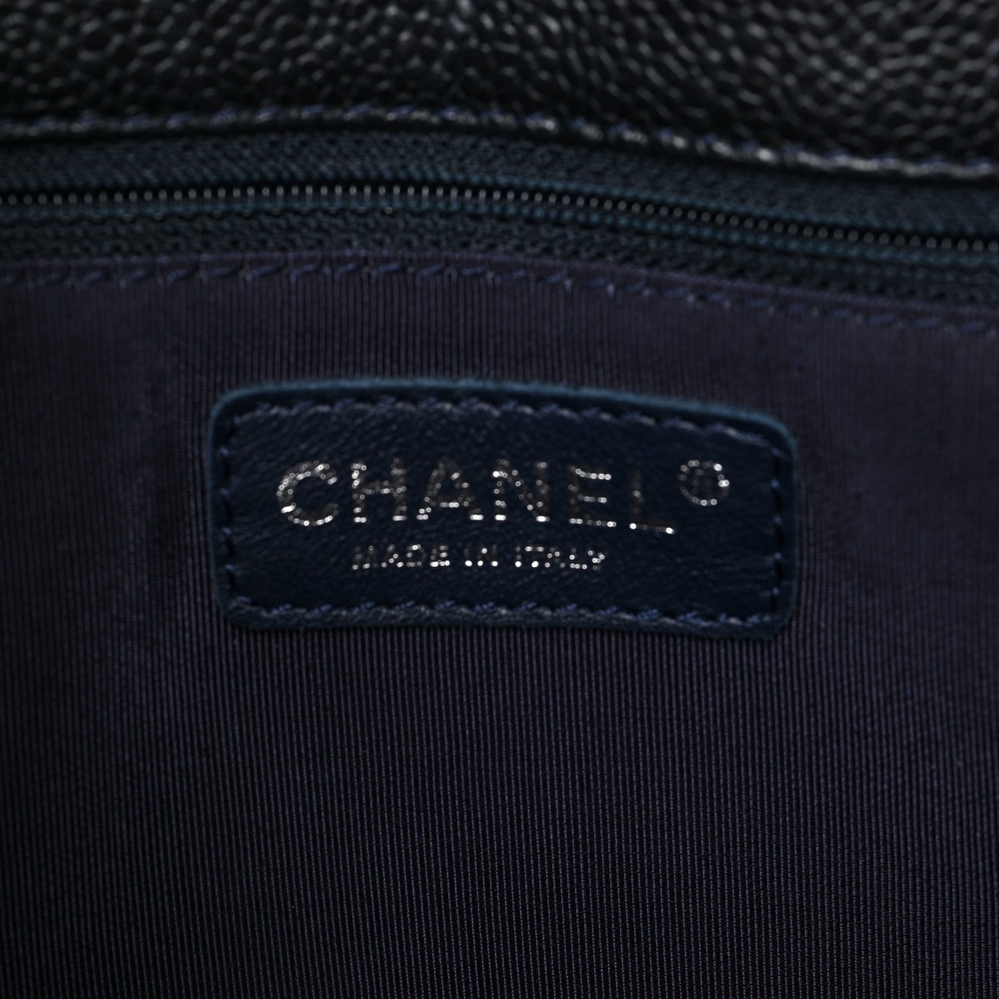 Caviar Quilted Grand Shopping Tote GST Dark Navy Blue