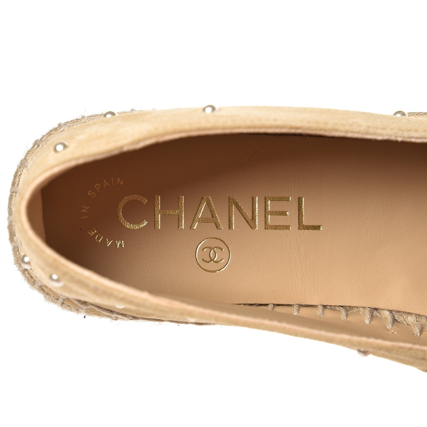 Suede Pearl CC Espadrilles 35 Beige Black
