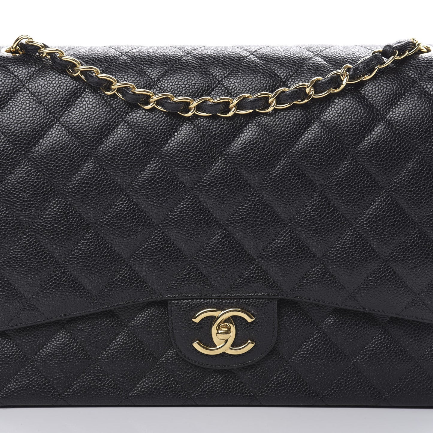 Caviar Quilted Maxi Double Flap Black