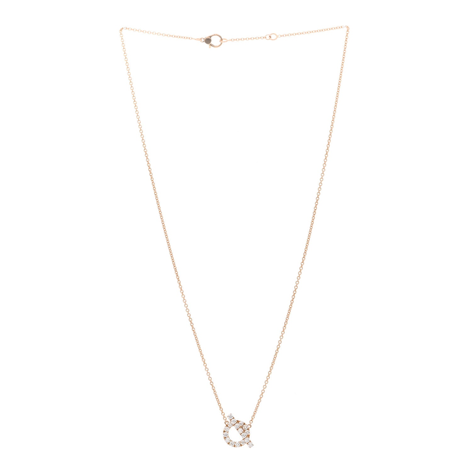 Hermes 18K Rose Gold Diamond Finesse Pendant Necklace 3 of 5