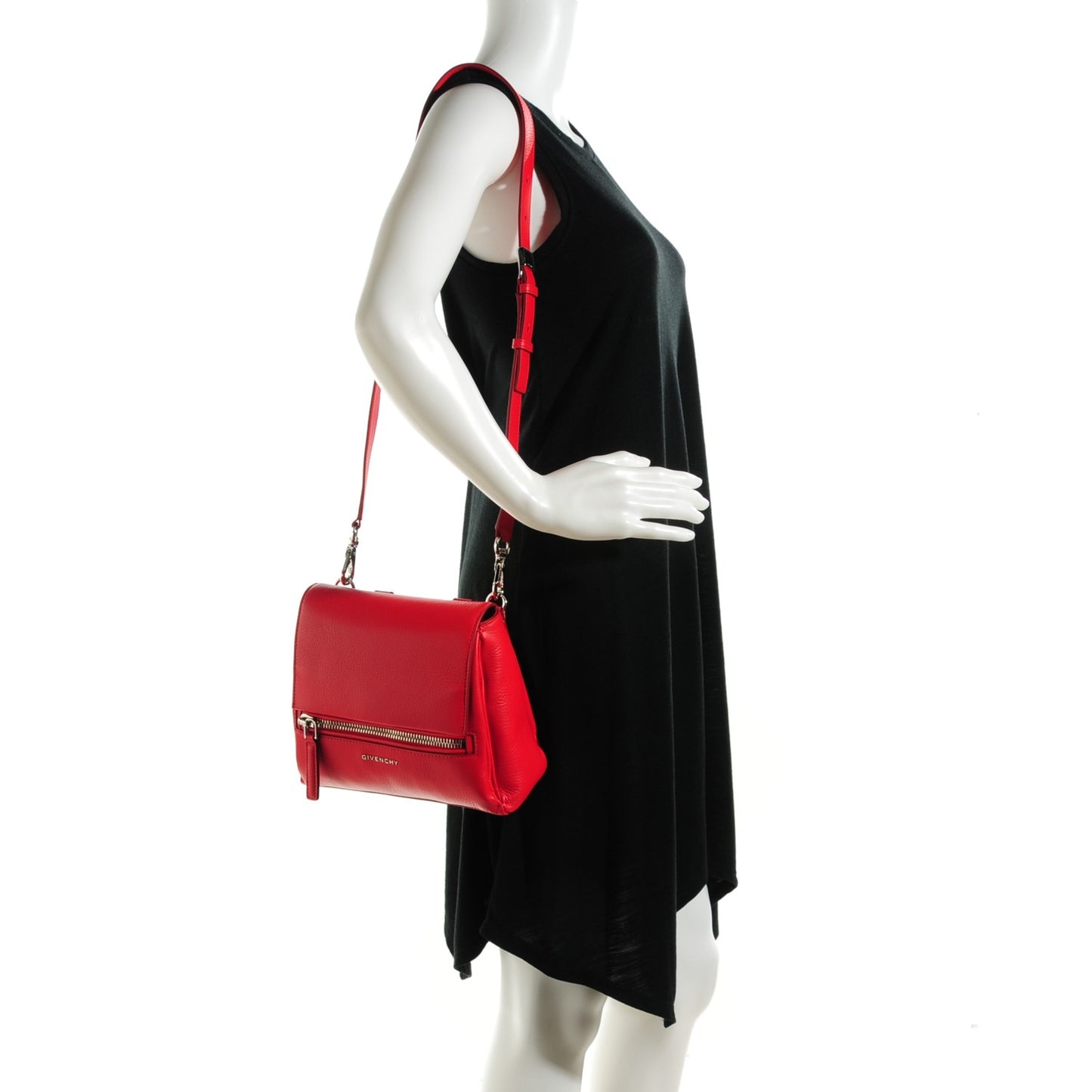 Waxy Grained Calfskin Mini Pandora Pure Flap Bag Red