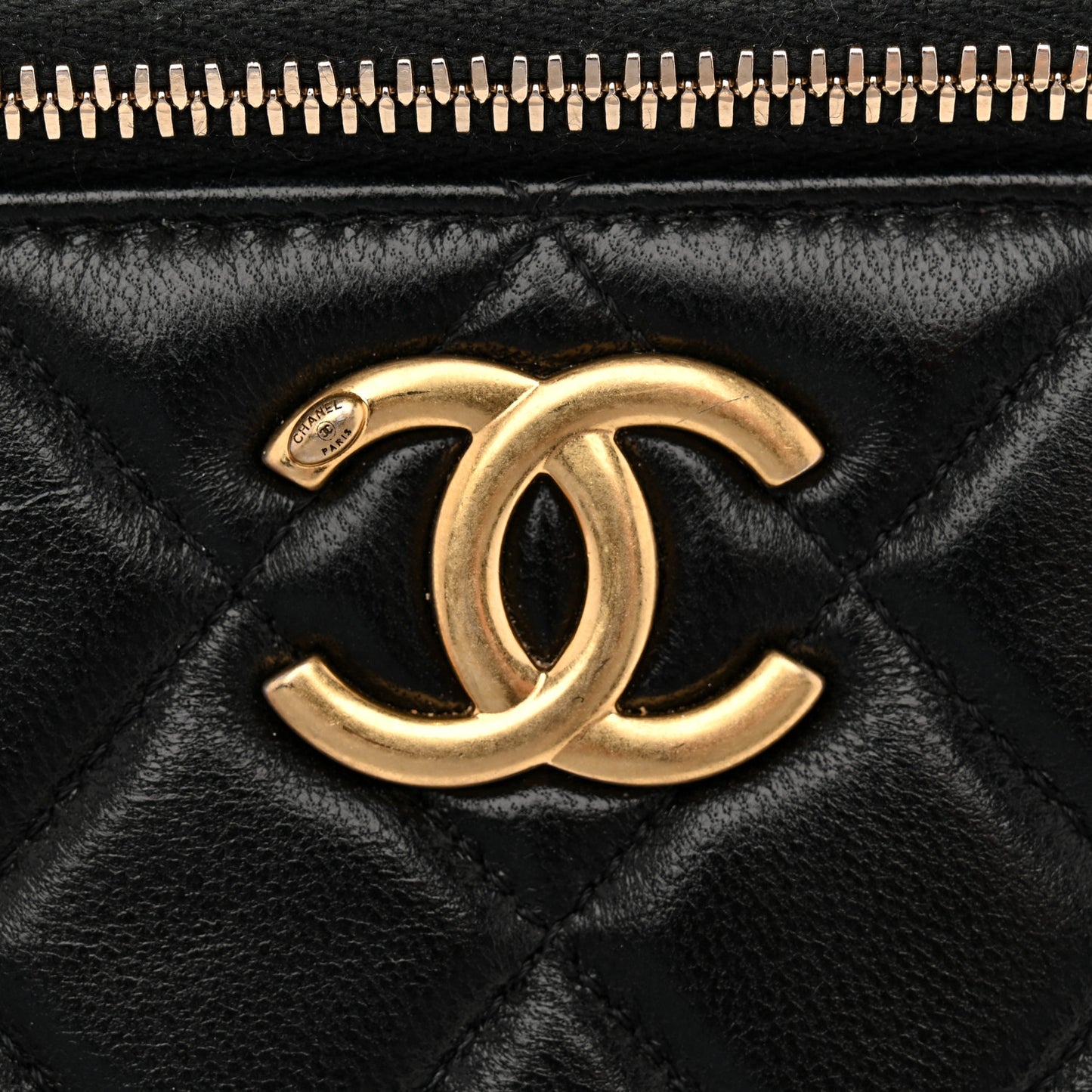 Lambskin Quilted Small CC Vanity Case Black